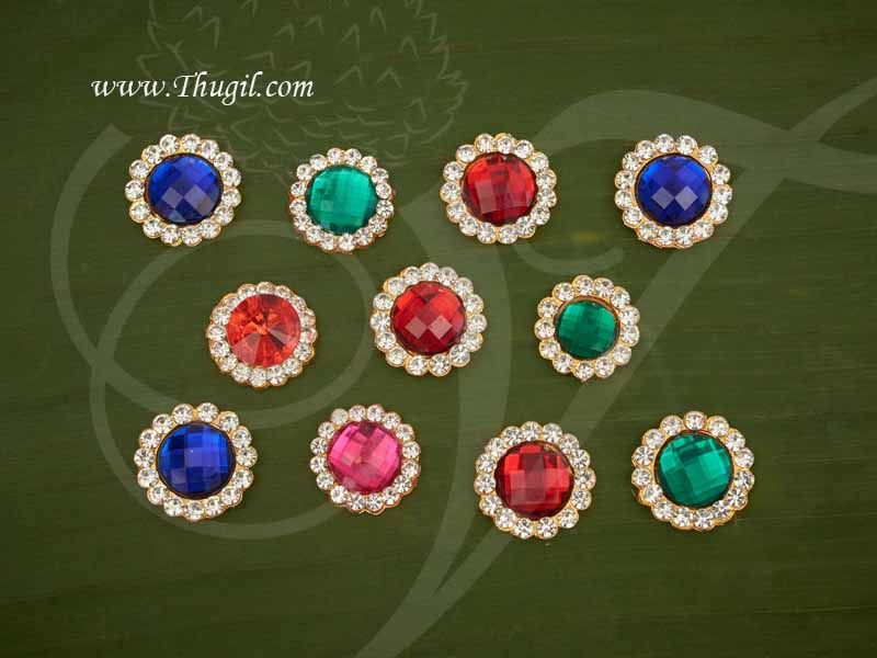 Bindi Pottu Jewelry God statue colourful stones 0.7 inches x 10 pieces
