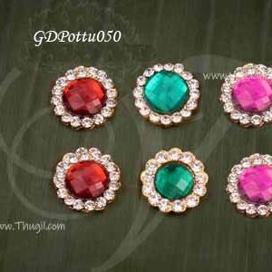 Pink, Red, Green, Blue Tikka Ear Bindi Statue Ear Studs 0.8 inches