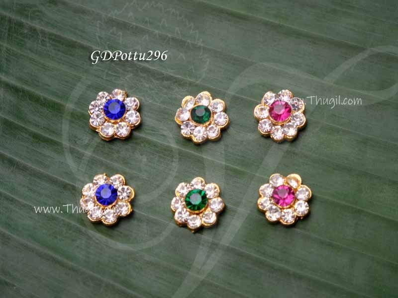 Tikka Ear Bindi Statue Ear Studs Idols Pottu Hindu Diety 0.5 inches Multi color 6 pieces