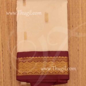 White Red Saree For Amman Devi Durga Zari Border 6 Meters