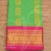 Green Saree For Amman Devi Durga Pink Border Deity Poly Cotton 6 Meters