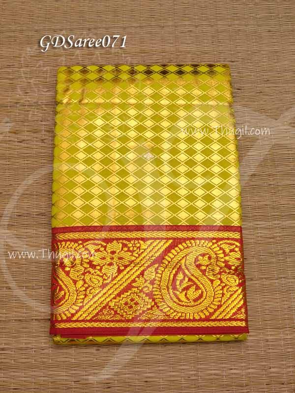 yellow Saree Amman Durga with Red Zari Border 3 meters
