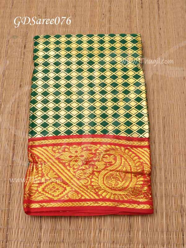 Green Saree For Amman Devi Durga Sari Zari Border Statue 2 meters