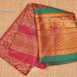 Maroon Saree For Amman Devi Durga Sari Zari Border Deity Vastra 6 Meter