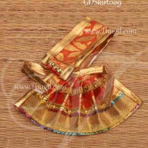Skirt Orange Colour Pavadai Deity Dress for Goddess Idols Statues Buy Now 3"