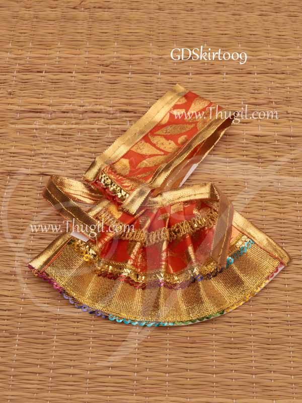 Skirt Orange Colour Pavadai Deity Dress for Goddess Idols Statues Buy Now 3"