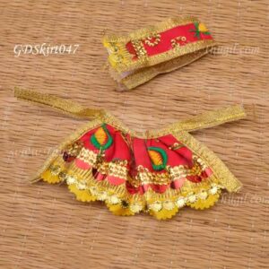 Red Skirt Pavadai Deities Dress for Goddess Idols Statues 2 inches