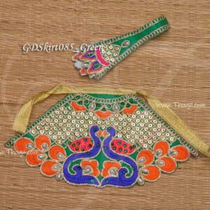 Skirt Green Sringhaar Pavadai Vastra Dress for Goddess Statues Height 8 inches