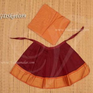 Vastram Red skirt pavadai deities dress for Goddess Idols statues 10 inches