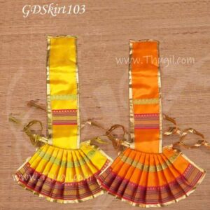 Skirt Vastra for Goddess Orange Yellow Saree Skirt for Statues 2 Pieces x 5 Inches