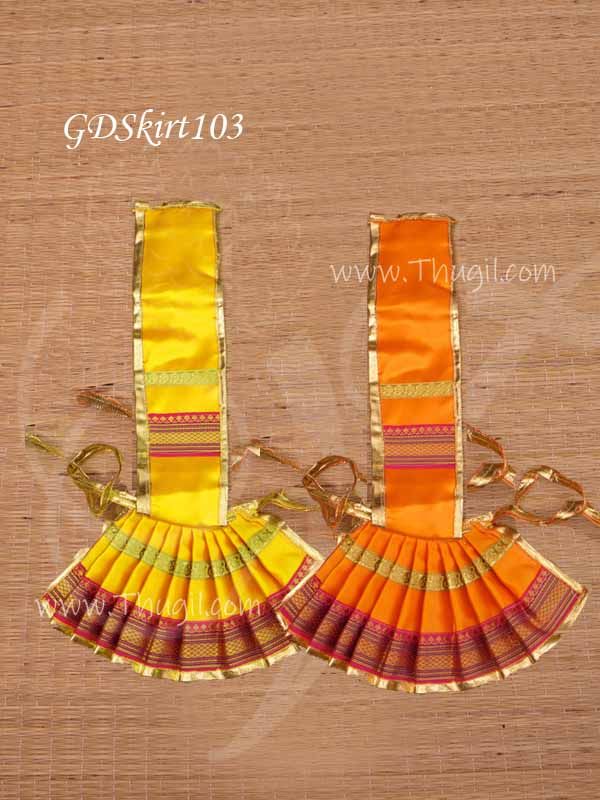 Skirt Vastra for Goddess Orange Yellow Saree Skirt for Statues 2 Pieces x 5 Inches