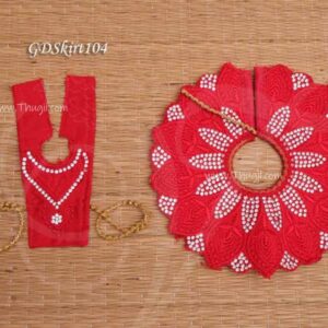 Red vastra ladu gopal and Durga Devi skirt pavadai dress for 2 inches
