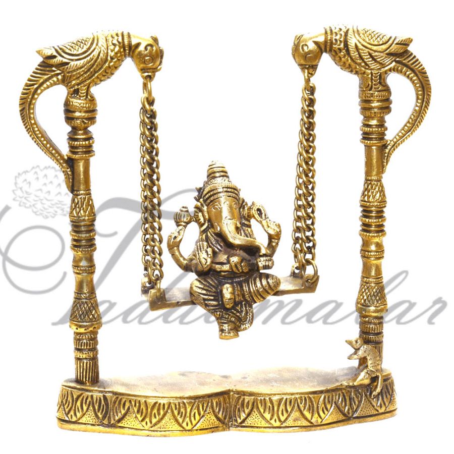 8 inches Ganesha Brass Parrot Statue Hanging Lord Ganseh