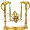 Ganesha Gold plated Parrot Statue Hanging 8"