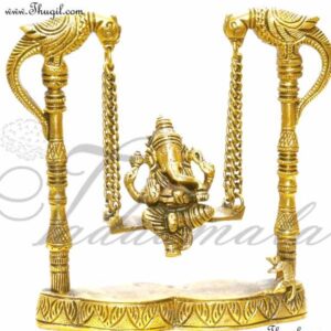 Ganesha Gold plated Parrot Statue Hanging 8"