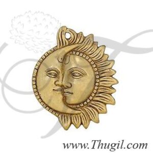Wall Hanging Brass Figrine Sun and Moon Sclupture For Home Decor Indian