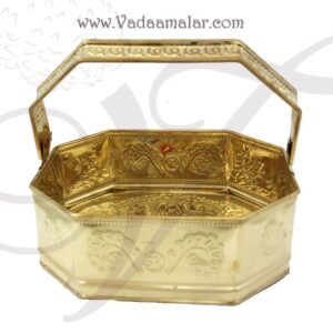 8 inches Brass Flower Basket For Puja Poola Sajja buy now
