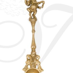 10.5" Religious Brass Metal Traditional Hand Made Pooja Spoon With Ganesha/ Ganes