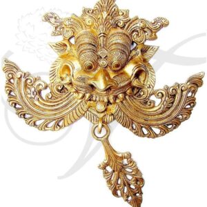 11" Wide Brass Yali Face Temple Gaurdian Metal Decorative Wall Hanging Protect Evil’s Eye Buy