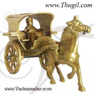 Decorative Brass Horse Cart