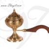 9" Brass Sambrani Dhoop Stand Wooden Holder Buy Now