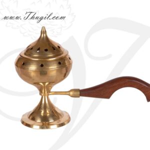9" Brass Sambrani Dhoop Stand Wooden Holder Buy Now