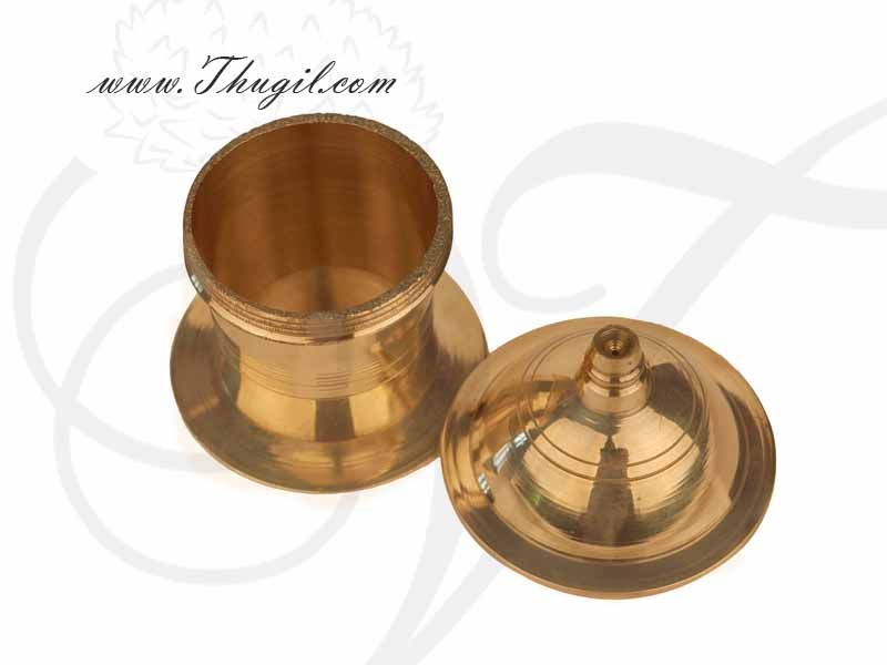 Brass Kumkum Box Gift Holder Available online from India 2" Buy Now