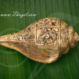 Brass Shankh Carving Ganesh for Pooja/Showpiece Buy Now 5.5 Inches