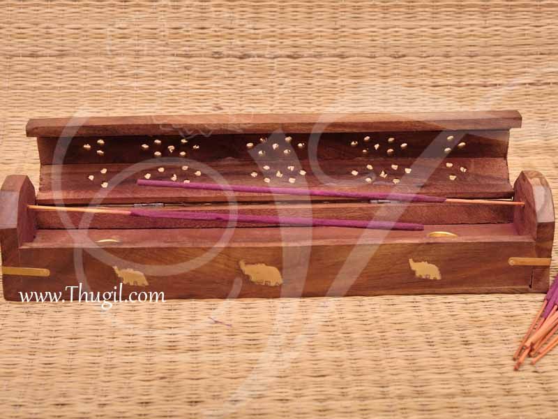 Wooden Hand Crafted Agarbatti Case Stand Holder with Free Incense Stick
