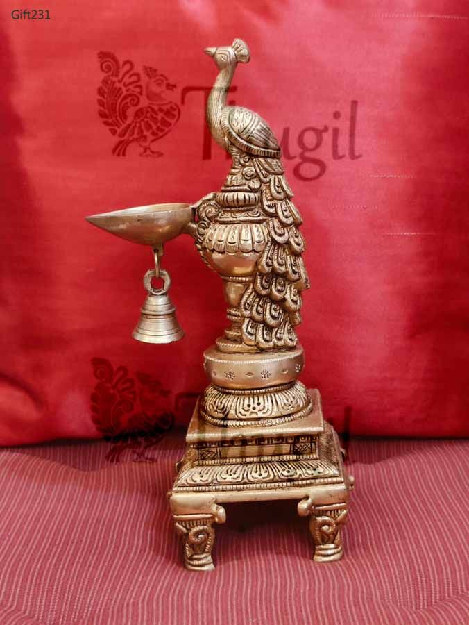Brass Peacock Carving Stand Decoration for Lord Muruga Mor Design