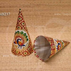 Tanjore Art style Parupu Cone for Weddings Suswaad Paruppu Thengai Seer 8.5 inches