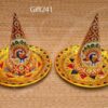 Tanjore Art style Parupu Cone and Plate Set for Weddings Suswaad Paruppu Thengai Seer 8.5 inches