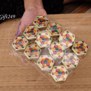 Kumkum Holder Flower Design Enamel Stone Gift 12 Boxes 1.5 Inches