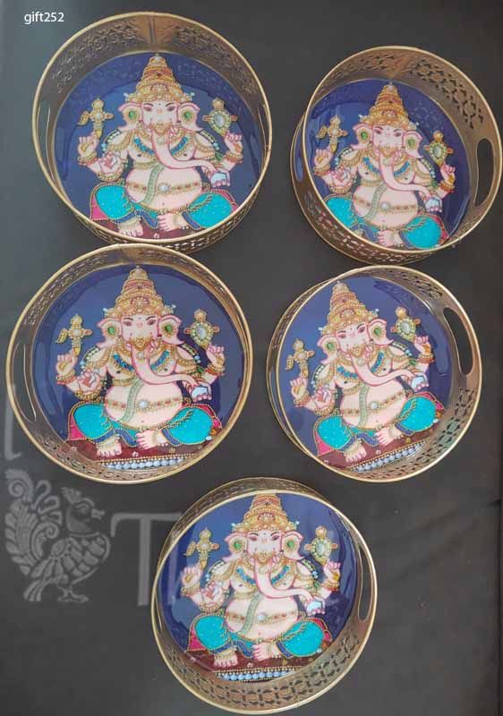 Indian Return Gift Festivals Special Occasions Plate Tray God Ganesha 8 inches