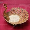 Peacock Design Enamel Stone Wedding Return Gift Holder Box 4 Inches