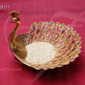 Peacock Design Enamel Stone Wedding Return Gift Holder Box 4 Inches