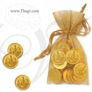 54 Gold Coins (plated) for Lakshmi Puja pooja Goddess Lakshmi ( 2 cm )