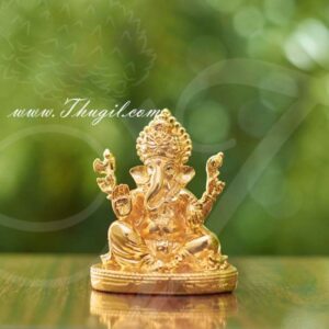 3" Deity Lord Ganesha Gold Plated Dashboard Figurines Idols