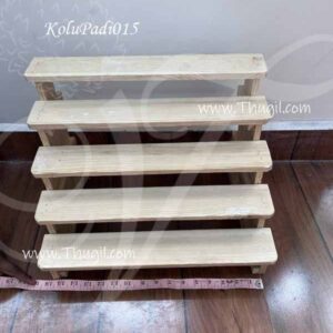 5 Steps Gollu Padi Navarathri light colour wood Bommai Stand 18 inches