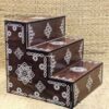 3 Step Mini Golu Padi Stand Navarathri Wood Rangoli Design 10 x 10 inches