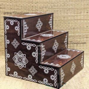 3 Step Mini Golu Padi Stand Navarathri Wood Rangoli Design 10 x 10 inches