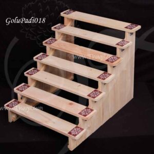 Wood Gollu Padi Navarathri 7 steps light colour 14 inches tall