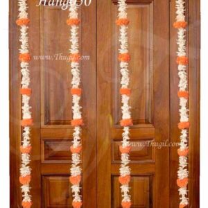 Orange Fluffy Paper Flower with Plastic Jasmine Flower India Design Decorations