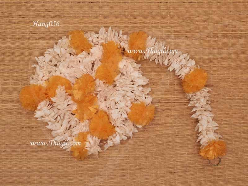 Yellow Fluffy Paper Flower with Plastic Jasmine Flower India Design Decorations