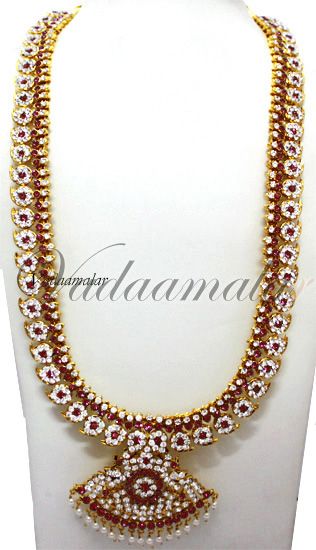 Bharatanatyam jewellery Indian Bridal Temple Ornaments Manga mala Long Necklace Haaram