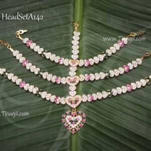 Multi Colour Stones 3 Step Head Set Maang Tikka Cutti Indian Goddess Decorations