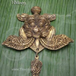 Wide Brass Yali Face Temple Gaurdian Metal Decorative Wall Hanging Protect Evil’s Eye 7 inches