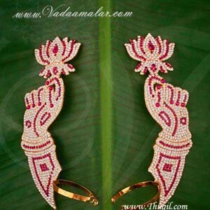 Lakshmi Lotus Hastham Hands Goddesses Pink White Stones 6 inches