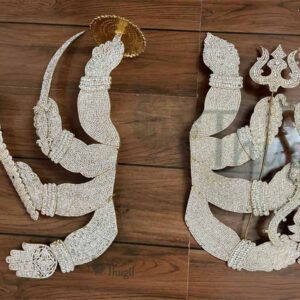Big Devi Alankaram Hand with Lotus Hastham Goddesses Durga Temple Ornaments White stones Large