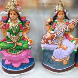 Lakshmi and Saraswathi Doll Navarathatri Paper Mache 18 inches